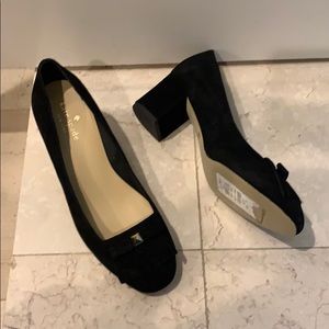 Kate Spade Black Suede Loafers Heels Shoes Fringe